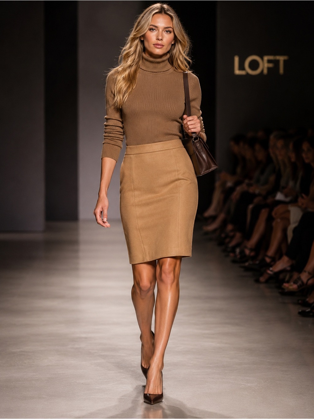 LOFT Curvy Camel Pencil Skirt Size 12 Classic Office Chic Career Skirt